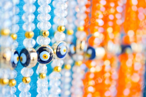 Preview: Colorful Beaded Handcrafted Wall Decor with Lucky Eye Charms