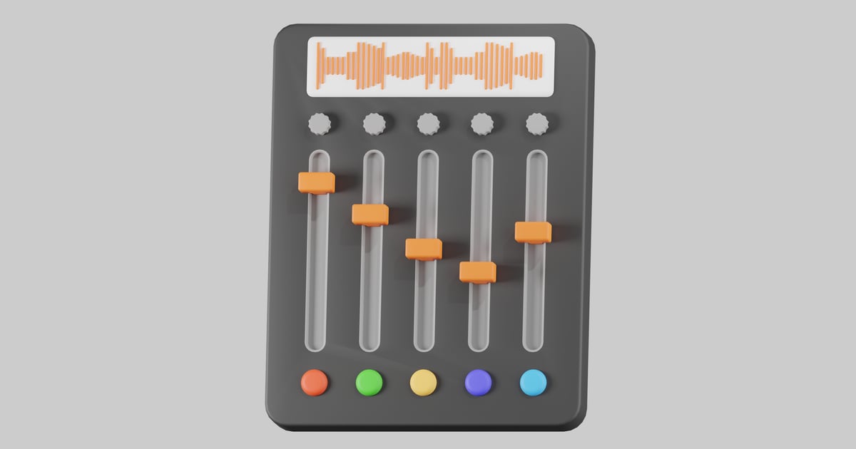 Audio mixer board sound faders 3D, Incl. radio & kitbash - Envato