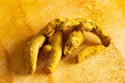 Preview: Turmeric sticks on wood. Alternative medicine