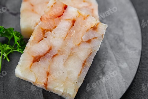 Preview: fish briquette raw fillet seafood cooking defrost appetizer meal food snack on the table copy space