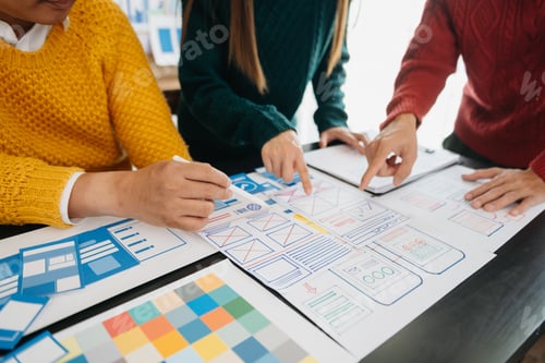 Preview: UX graphic designer planning application process development prototype wireframe for web smart