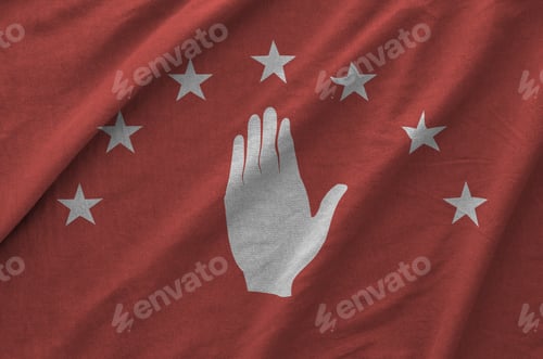 Preview: Abkhazia flag depicted on folded wavy fabric of old cloth