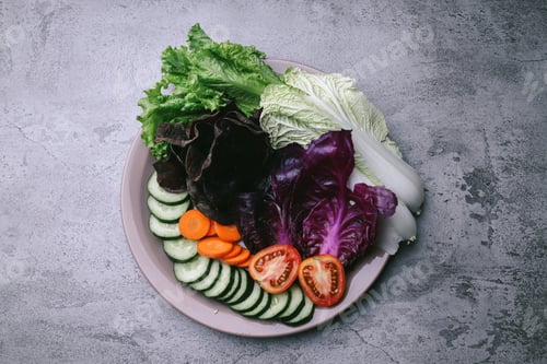 Preview: Healthy vegetable on round plate