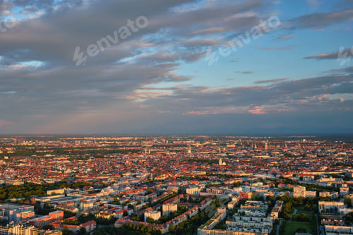 Preview: Aerial view of Munich. Munich, Bavaria, Germany