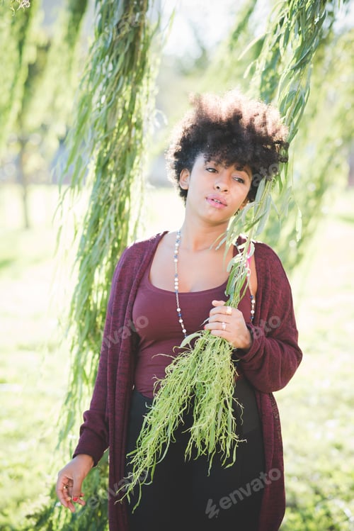Preview: beautiful black curly hair african woman