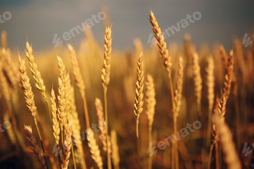 Preview: Close up of ripe wheat ears. Selective focus.