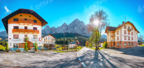 Preview: Gorgeous autumn scene of magnificent Sappada village in Dolomites.