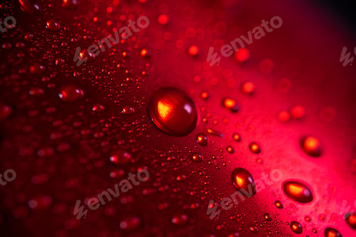Preview: Red aluminum can with water drops or dew close-up macro shot