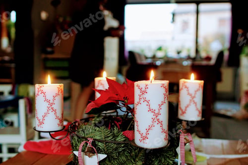 Preview: Closeup shot of beautiful Christmas candles