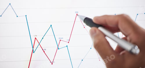 Preview: Hand, stocks and chart with drawing, closeup and office for planning, analytics and ideas for inves