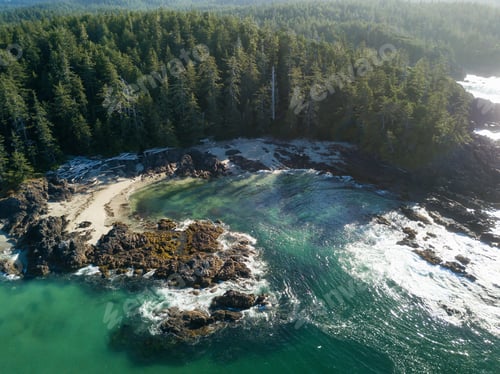 Preview: Pacific Ocean Coast. Canadian Nature Background. Aerial