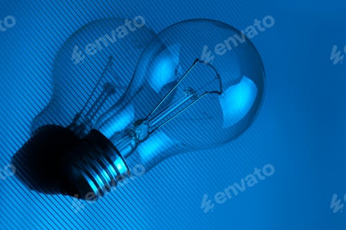 Preview: Light Bulb Idea on Blue Diagonal Background