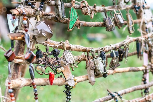 Preview: Handmade craft jewelry from metal and natural stones. Handcraft precious item. Jewelry accessories.