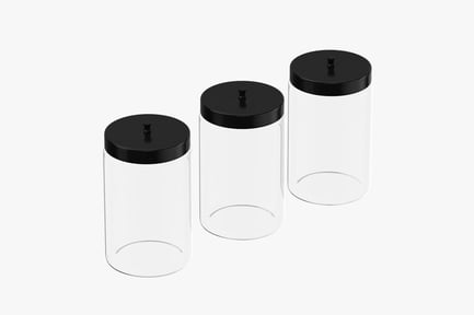 Preview: Glass Jars with Black Lids - Medical Storage Set