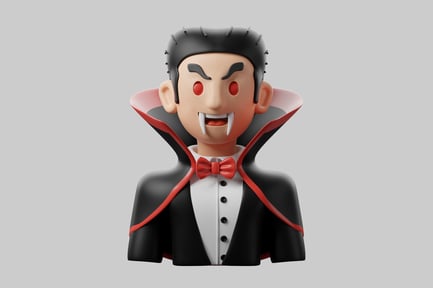 Preview: Cartoon vampire with fangs and bowtie