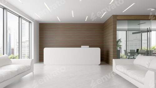 Preview: Interior of reception and meeting room 3D illustration