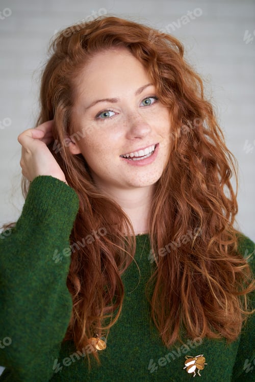 Preview: Portrait of red haired woman with freckles
