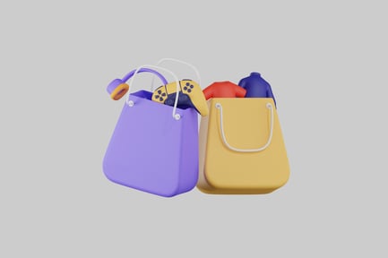 Preview: Shopping bags with colorful objects