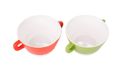 Preview: Colorful Empty Bowls on White Background Still Life