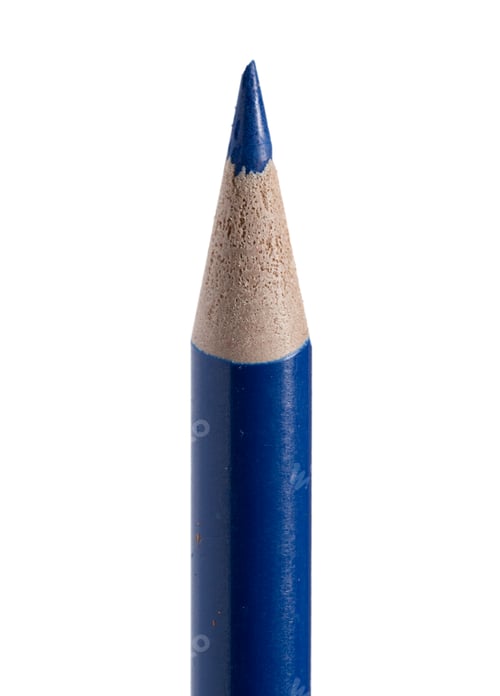 Preview: Blue wooden pencil on a white background.