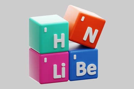 Stacked cubes with element symbols