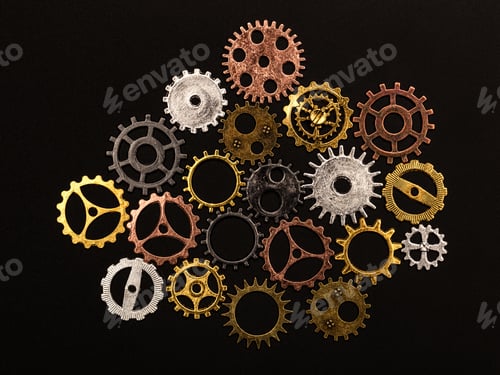 Preview: Group of different colorful cogwheels