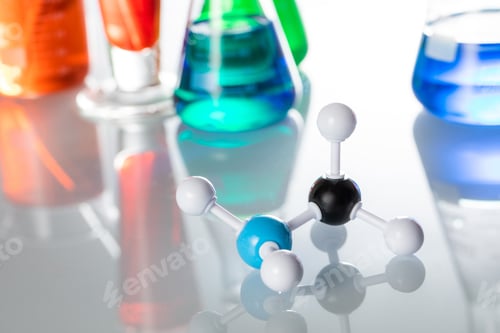 Preview: Closeup shot of a molecule structure on a lab table