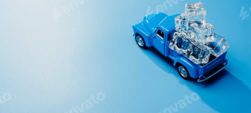 Preview: The car is loaded with ice cubes. Toy car minimalism