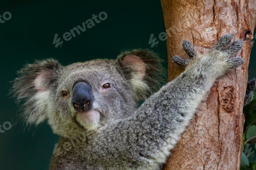 Vorschau: Koala klettert in einen Baum aus nächster Nähe