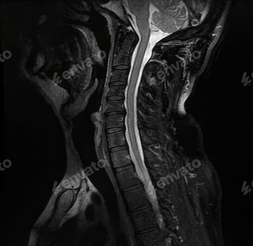 Preview: Magnetic resonance imaging showing cervical spine and spinal cord