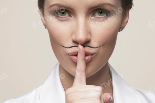 Preview: Woman with drawn on moustache