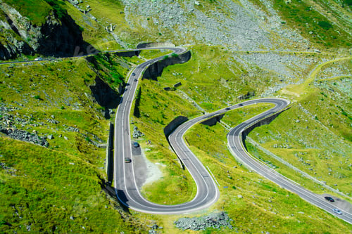 Preview: Aerial view of Transfagarasan road from Fagaras mountains Romania