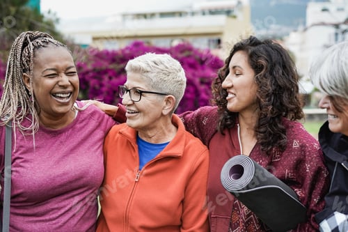 Preview: Multi generational women having fun together at city park