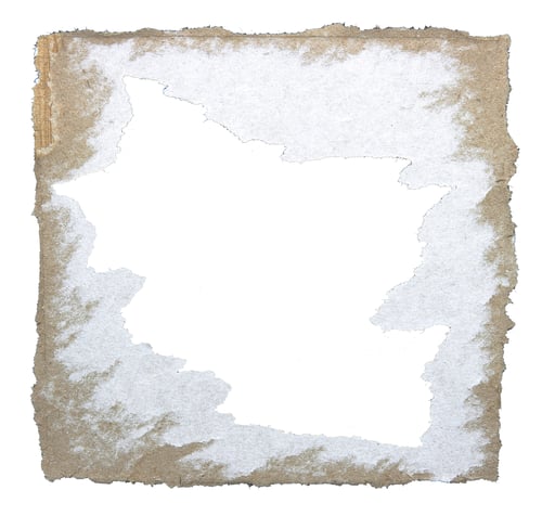 Preview: Torn pieces of corrugated paper used as label isolated on white background