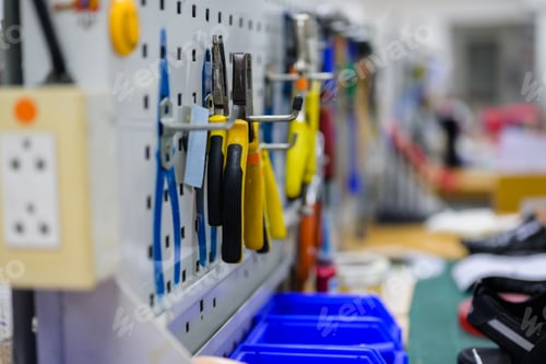 Preview: Parts of artificial leg and various tools in prosthetic workshop