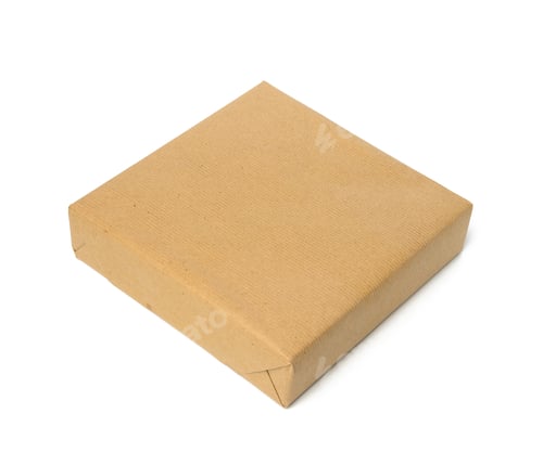Preview: Square box wrapped in brown kraft paper, packaging