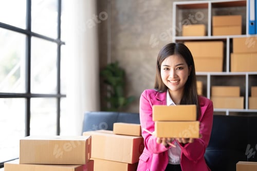 Preview: Entrepreneur owner receive and checking online purchase shopping order to preparing pack product box
