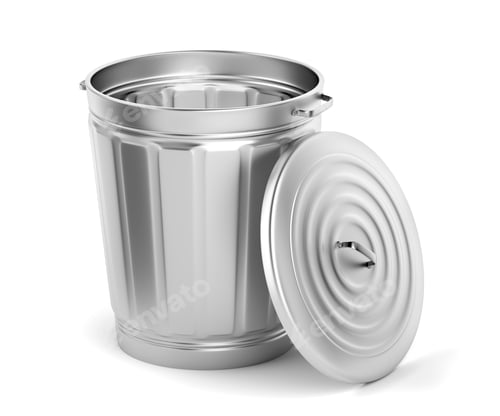 Preview: Empty metal trash can