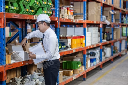 Preview: Warehouse manager process paperwork, organize goods by size, shape, category, prepare delivery date