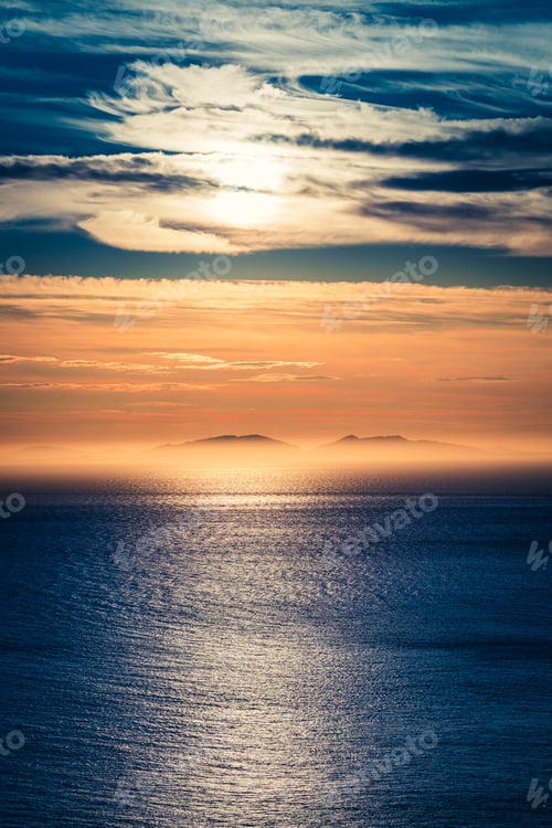 Preview: Stunning dusk over ocean as background, Scotland, UK
