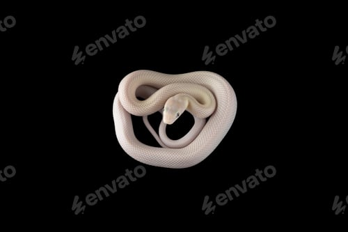 Preview: Young white Rat Snake isolated on black background