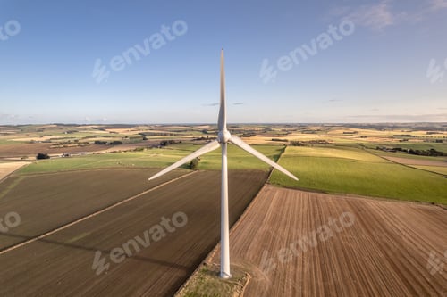 Preview: Wind Turbine For Renewable Green Electricity on a Sunny Day