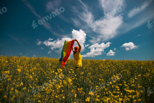Preview: Young woman with LGBT flag.