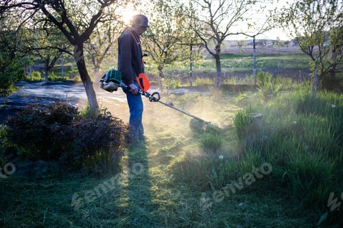 Preview: mowing a lawn with lawn mower