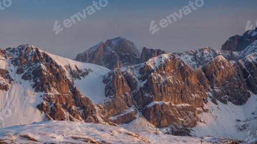 Preview: Beautiful shot of Italian Dolomites on background of the gloomy sky