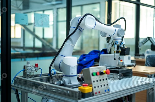 Robotic Arm in a Modern Industrial Workplace