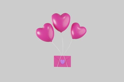 Preview: Heart balloons with envelope invitation