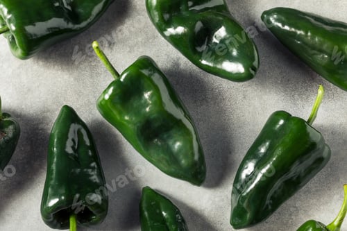 Preview: Raw Green Organic Poblano Peppers