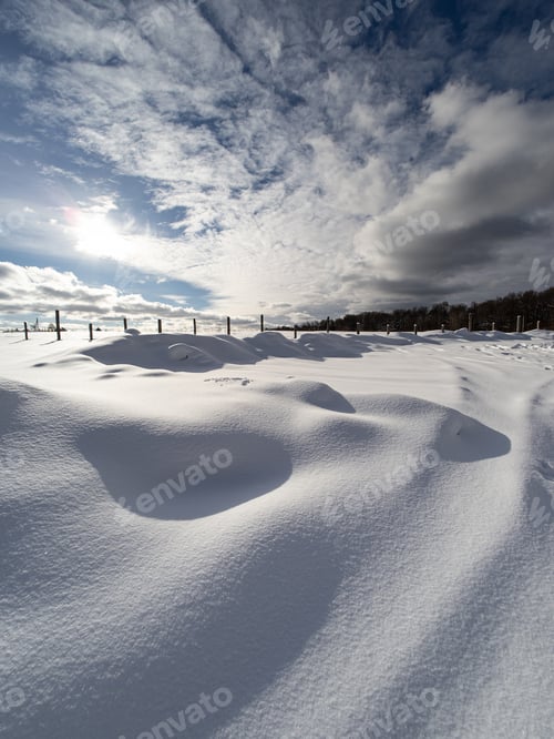 Preview: Winter landscape in the country on a sunny day