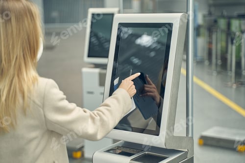 Preview: Close up of young woman doing online registration